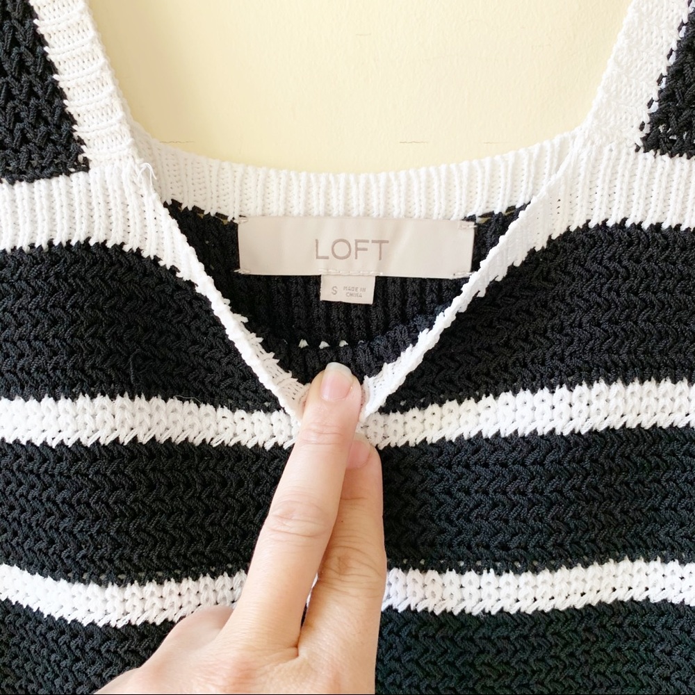 Loft  Knit Striped Black & White Tank Top Blouse - Picture 6 of 7